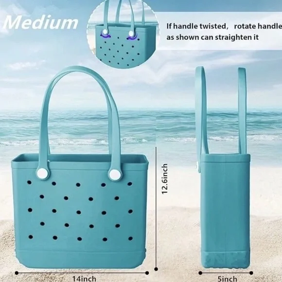 Waterproof Rubber Beach Tote Bag for Women, Medium Tote Bag for Beach, Pool Bag - Picture 2 of 3